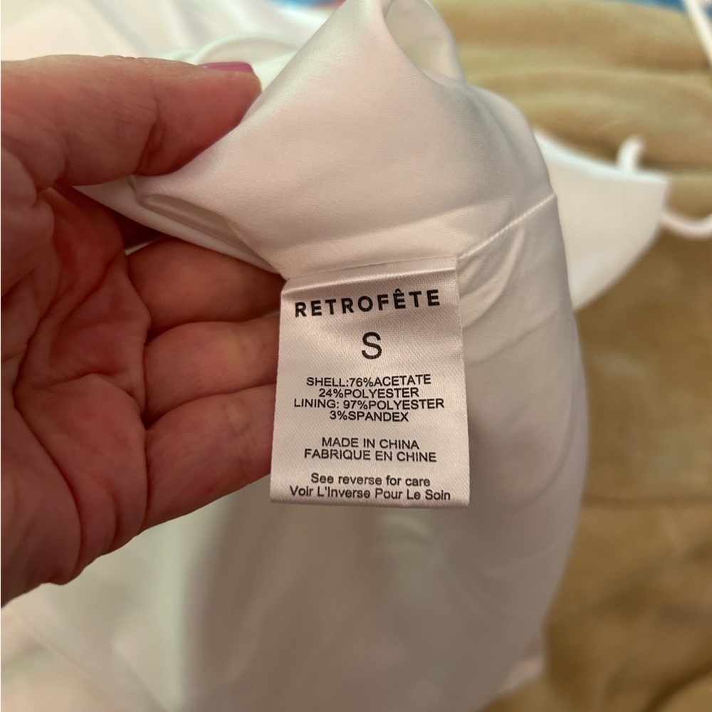 NWT Retrofete Electra Pearl Strap Maxi Satin Open Back Cowl Neck Dress White - Picture 7 of 11